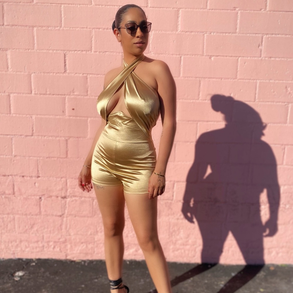 Royalty | Gold Halter Romper